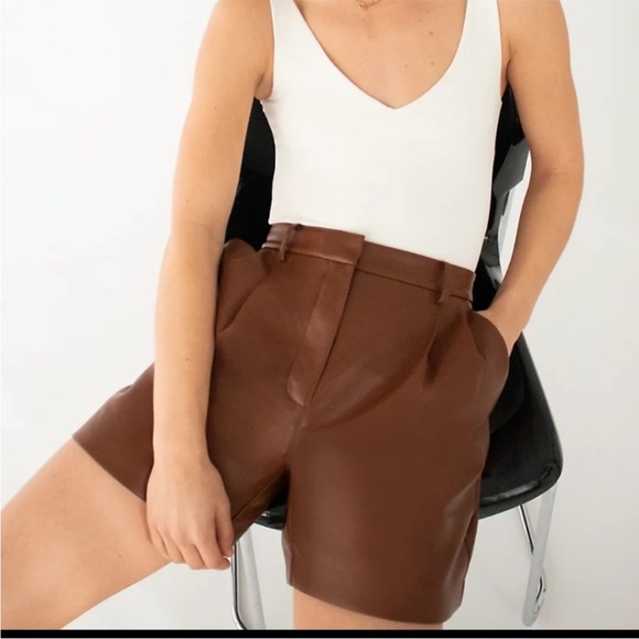 Wilfred Limerick Short 5" Women's Size 0 High Waisted Vegan Leather - Picture 1 of 7